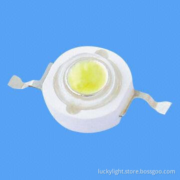 1W White High-power LED, 90lm Luminous Flux, 350mA Forward Current, 120 to 140° Viewing Angle